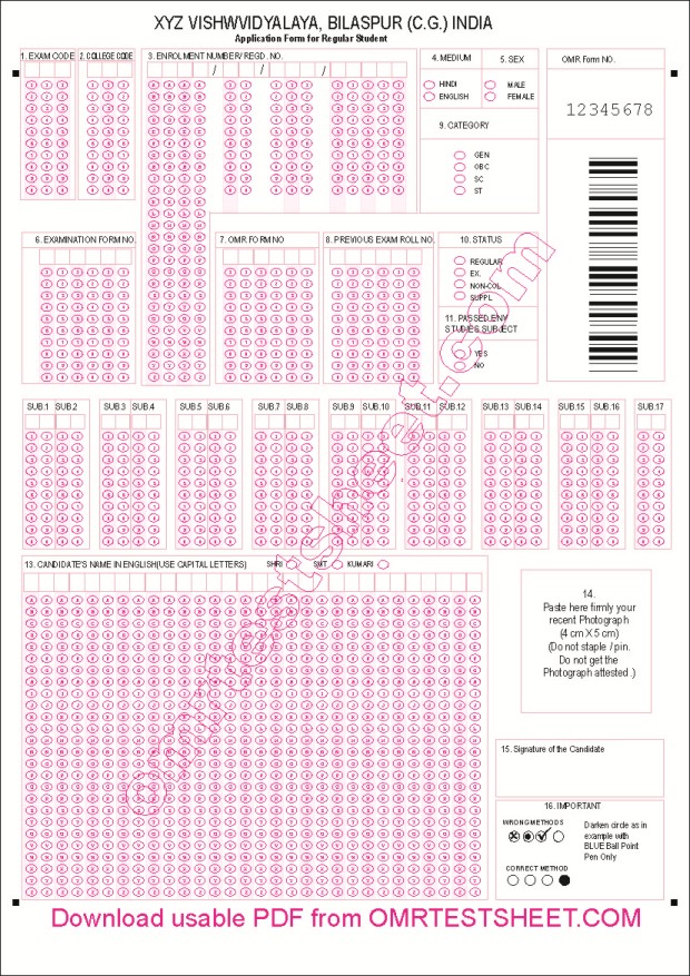 Design of Sheet OMR With Barcode
