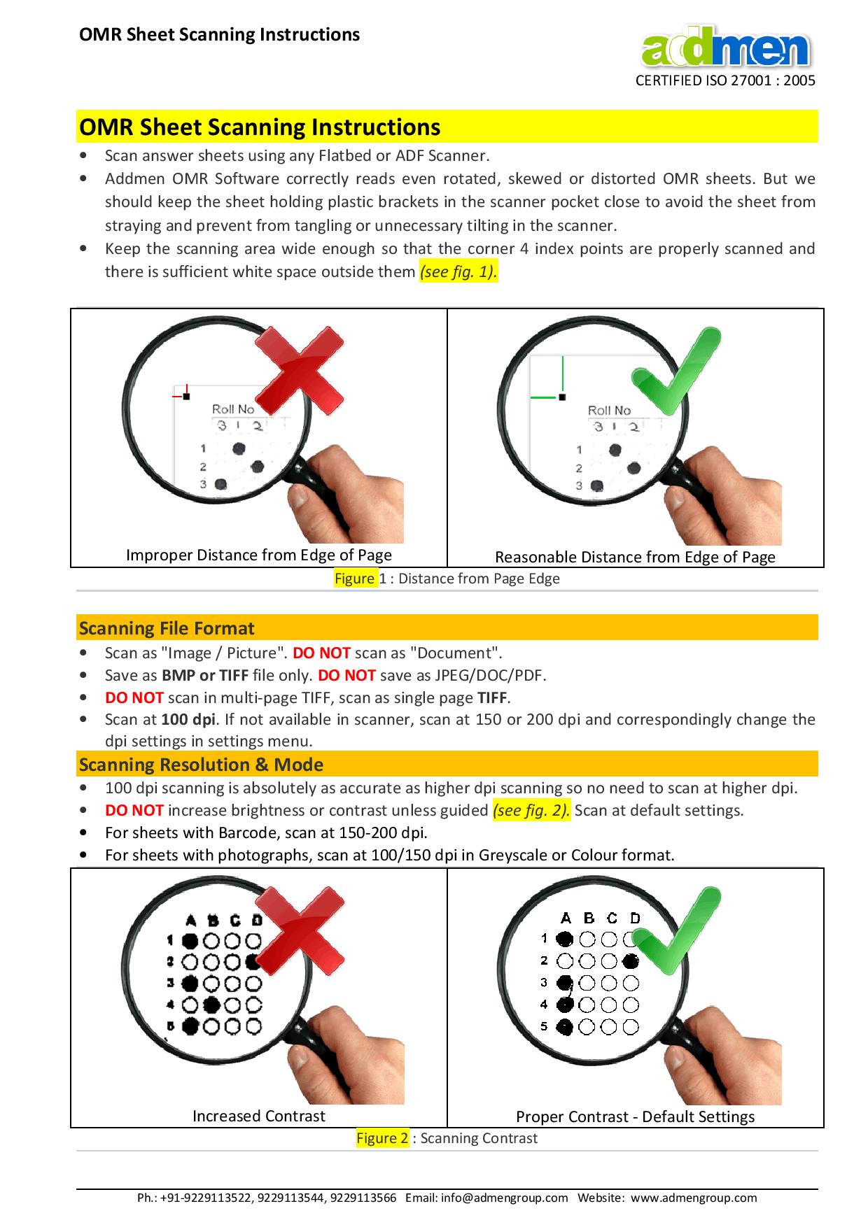 OMR Sheet Printing Instructions